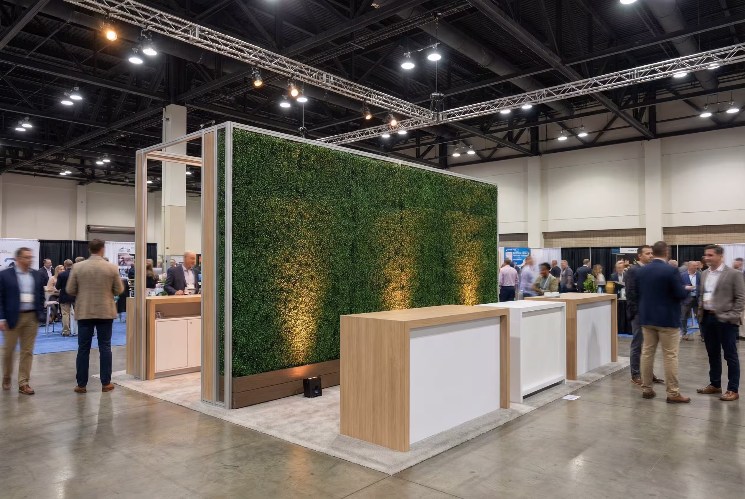 Seamless boxwood hedge step-and-repeat wall for red carpet event photography