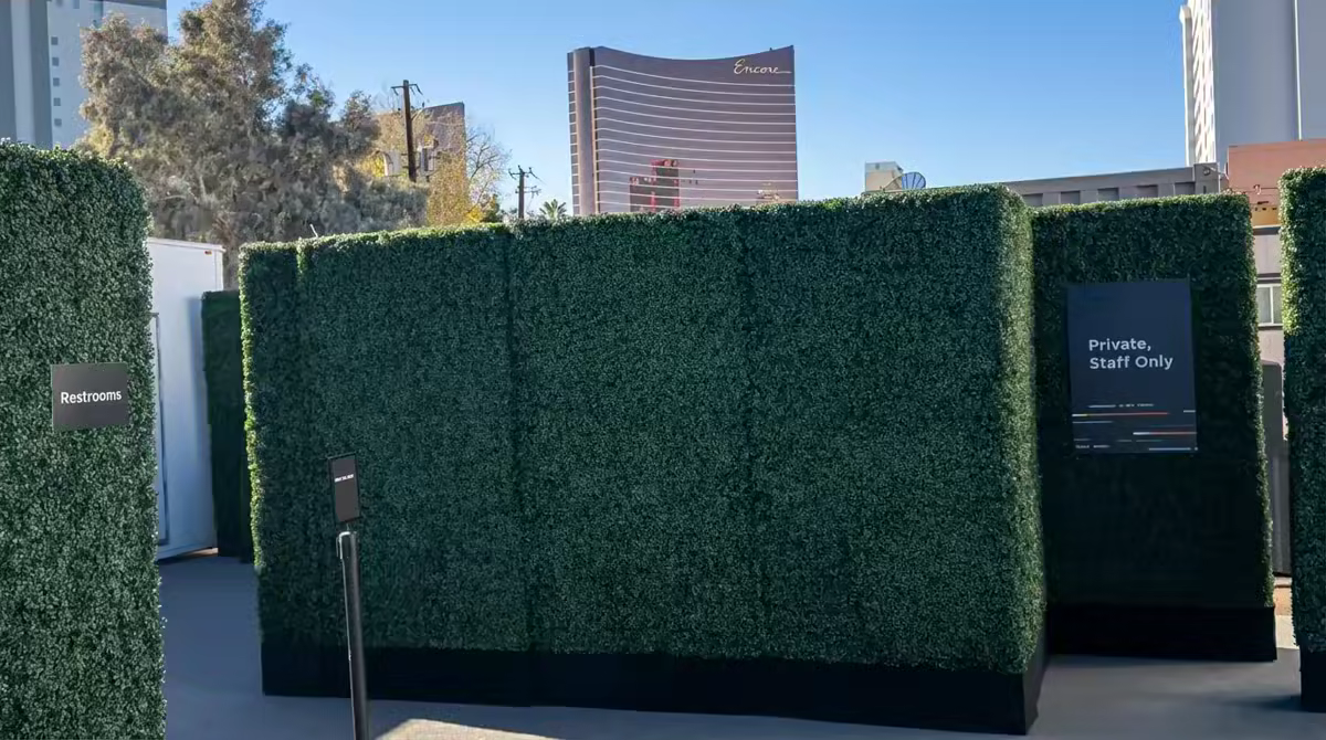 Trade show hedge rental installation at CES in Las Vegas