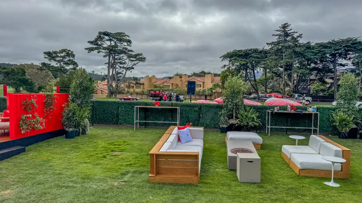 Double-sided hedge wall rentals at Monterey Car Week in Pebble Beach