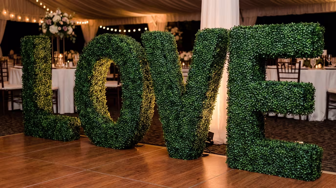 Hedge Letters & Logos by Evergreen Event Rental