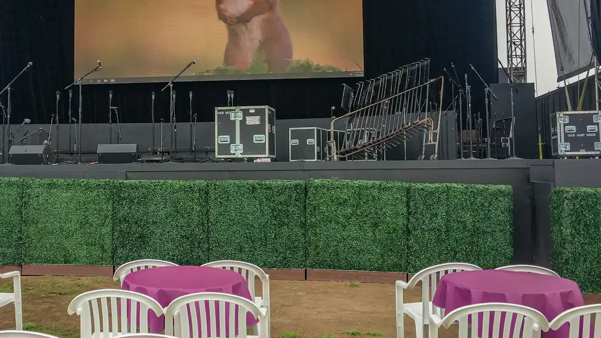 Stage hedge wall rental setup for San Diego Symphony event thumbnail 4